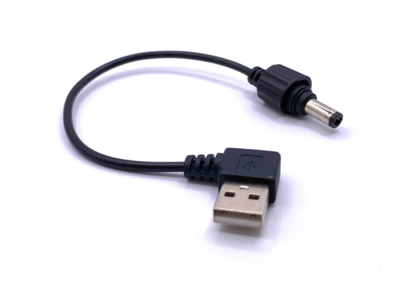 直流电源线 - DC5525 接头 转 USB 90度 A公头